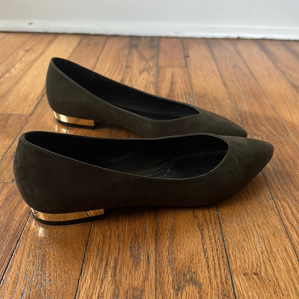 Coach and Four olive green pointed toe flats 7